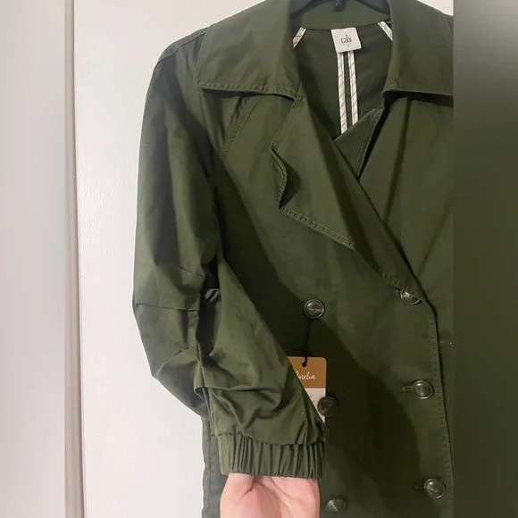 Cabi Army Green Expedition Jacket Small Double Breasted Spring Staple Cotton - Picture 4 of 8